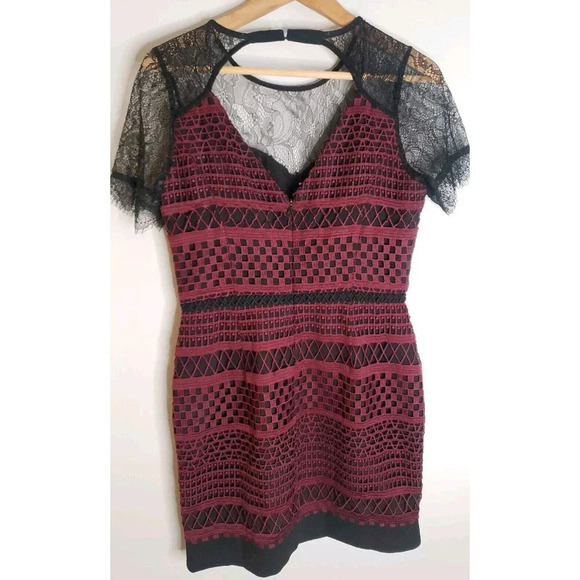 Greylin Anthropologie Dress Women's Medium Wine Lace Mini Heidi Nwt - Picture 7 of 11